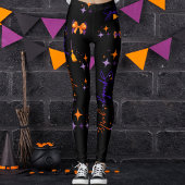 Spooky Meisjes Halloween Paarse Sinaasappel & Zwar Leggings