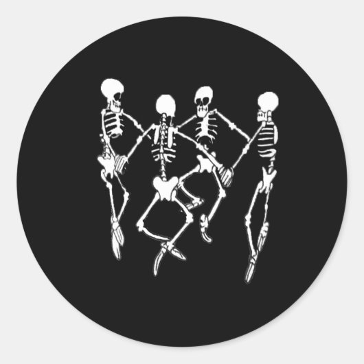 Spooky Meme Dancing Skeletons 1 Ronde Sticker (Voorkant)