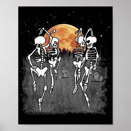 Spooky Meme Dansende Skeletons Ballet Dance Poster (Voorkant)