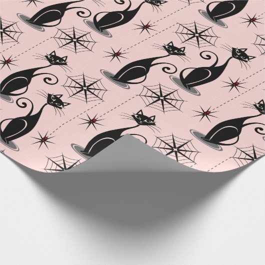 Spooky Meow Retro Atomic Cats Cadeaupapier (Hoek)