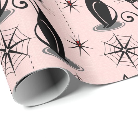 Spooky Meow Retro Atomic Cats Cadeaupapier (Rol Hoek)