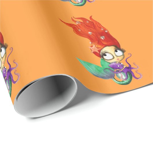 Spooky Mermaid met Octopus Cadeaupapier (Rol Hoek)