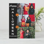 Spooky moderne Halloween familie drie foto collage Feestdagenkaart (Staand voorkant)