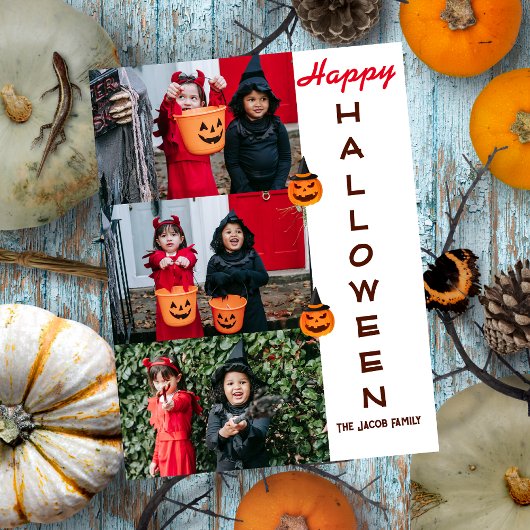 Spooky moderne Halloween familie drie foto collage Feestdagenkaart