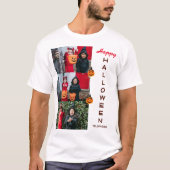 Spooky moderne Halloween familie drie foto collage T-shirt (Voorkant)