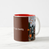 Spooky moderne Halloween familie drie foto collage Tweekleurige Koffiemok (Voorkant rechts)