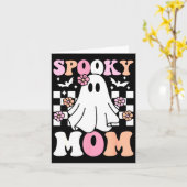 Spooky Moeder Halloween Ghost Kostuum Retro Groovy Kaart (Gele Bloem)