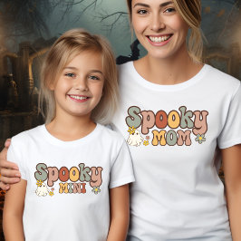 Spooky Moeder Retro Halloween Mama En Ik Matching T-shirt