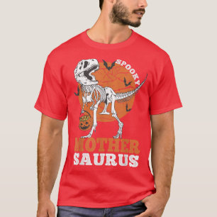Spooky Moeder Saurus Dinosaur Skeleton T re Pumpki T-shirt