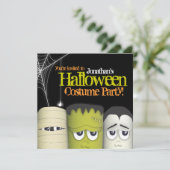 Spooky Monster en Friends Halloween Costume Party Kaart (Staand voorkant)