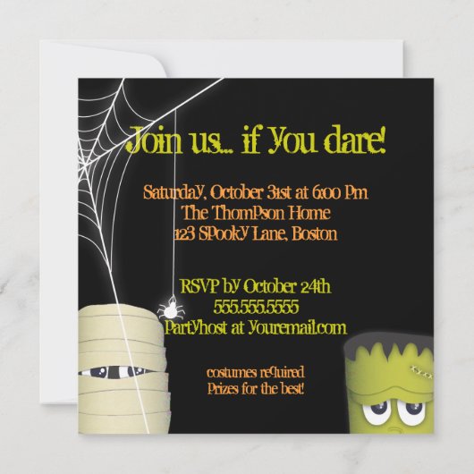 Spooky Monster en Friends Halloween Costume Party Kaart (Achterkant)