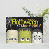 Spooky Monster en Friends Halloween Costume Party Kaart (Staand voorkant)