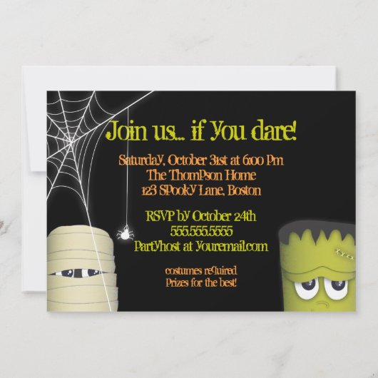 Spooky Monster en Friends Halloween Costume Party Kaart (Achterkant)