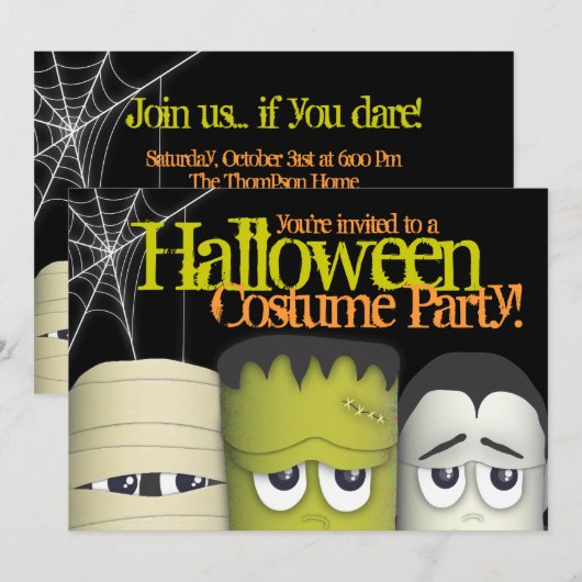 Spooky Monster en Friends Halloween Costume Party Kaart (Voorkant / Achterkant)