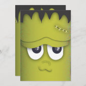 Spooky Monster Head Halloween Party Invitation Kaart (Voorkant / Achterkant)