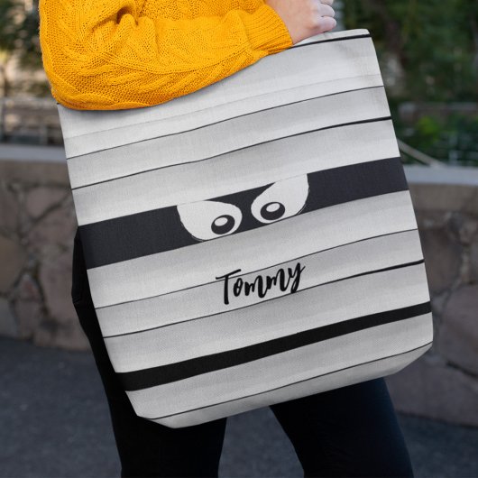 Spooky Monster Mummy Eyes gepersonaliseerd Tote Bag
