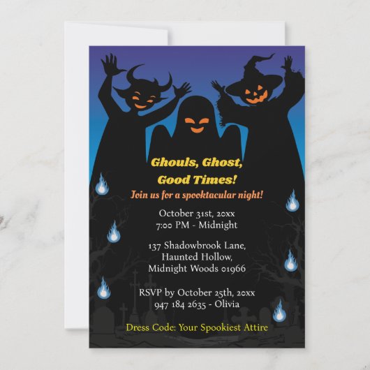 Spooky Monster Silhouette Cartoon Halloween Party Kaart (Voorkant)