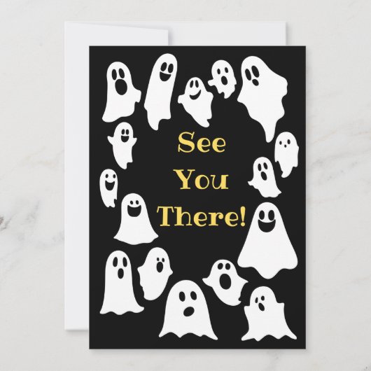 Spooky Monster Silhouette Cartoon Halloween Party Kaart (Achterkant)