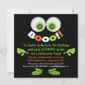 Spooky Monster Twin Birthday Invitations Kaart (Voorkant)