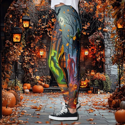 Spooky Monsters Halloween One of A Kind Leggings