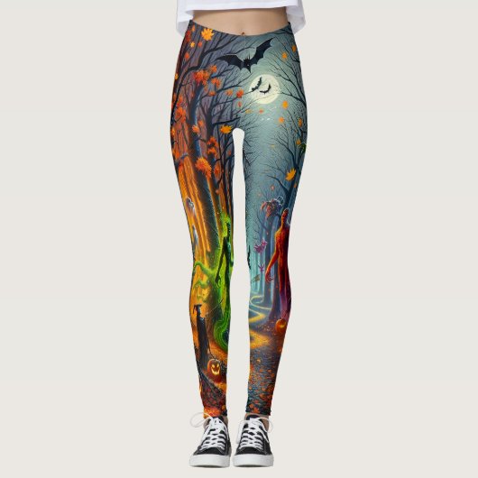 Spooky Monsters Halloween One of A Kind Leggings (Voorkant)