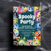 Spooky Monsters Kinder Halloween Verjaardagsfeest Kaart