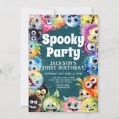 Spooky Monsters Kinder Halloween Verjaardagsfeest Kaart (Voorkant)