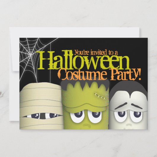 Spooky Monsters & Mummy Halloween Costume Party Kaart (Voorkant)