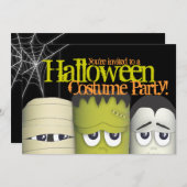 Spooky Monsters & Mummy Halloween Costume Party Kaart (Voorkant / Achterkant)