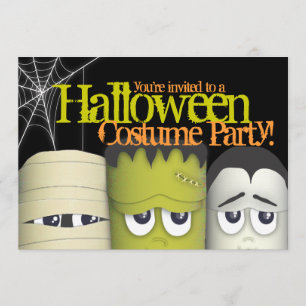 Spooky Monsters & Mummy Halloween Costume Party Kaart