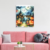 Spooky & Mooie Halloween Landschap Waterverf Canvas Afdruk (Insitu (Woonkamer))