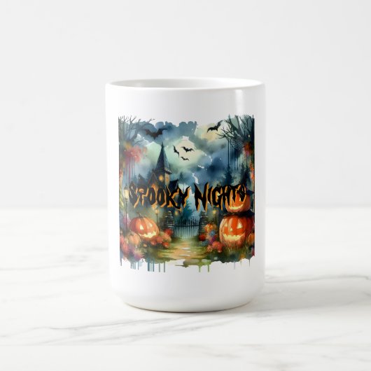 Spooky & Mooie Halloween Landschap Waterverf Koffiemok (Center)