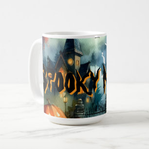 Spooky & Mooie Halloween Landschap Waterverf Koffiemok