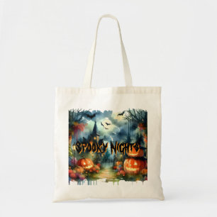 Spooky & Mooie Halloween Landschap Waterverf Tote Bag