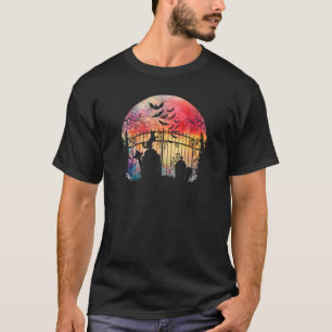Spooky Moon Cemetery Gates Grafstenen Enge kat & T-shirt