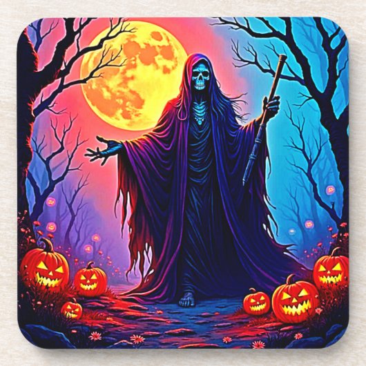 Spooky Moon Death's Call Design Bier Onderzetter (Voorkant)