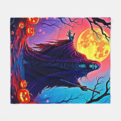 Spooky Moon Death's Call Design Fleece Deken (Voorkant (Horizontaal))