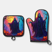 Spooky Moon Death's Call Design Ovenwant & Pannenlap Set (Voorkant)