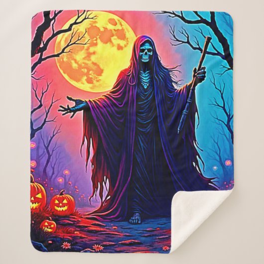 Spooky Moon Death's Call Design Sherpa Deken (Voorkant)