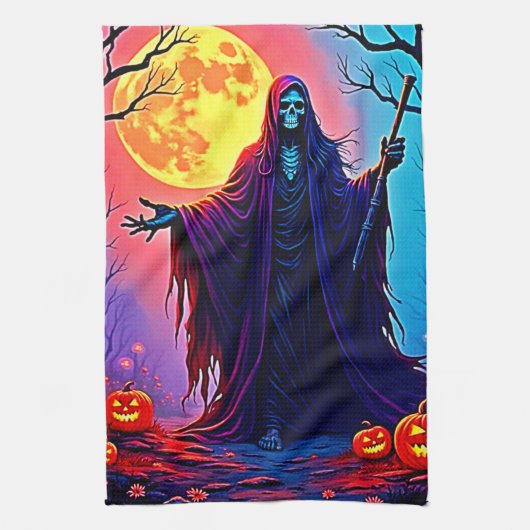 Spooky Moon Death's Call Design Theedoek (Verticaal)