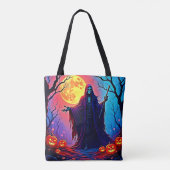 Spooky Moon Death's Call Design Tote Bag (Achterkant)