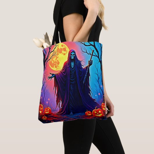 Spooky Moon Death's Call Design Tote Bag (Dichtbij)