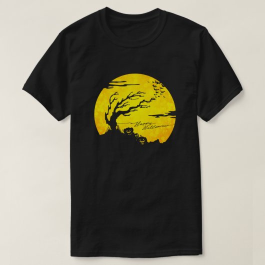 Spooky Moon Scene Halloween Glitter T-Shirt (Design voorkant)