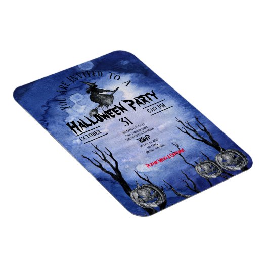 Spooky Moon Witch Pumpkins Graveyard black Magneet (Rechterzijde)