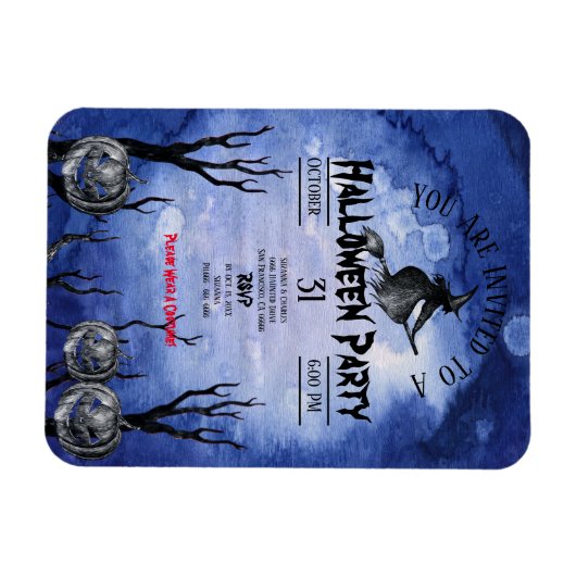 Spooky Moon Witch Pumpkins Graveyard black Magneet (Horizontaal)