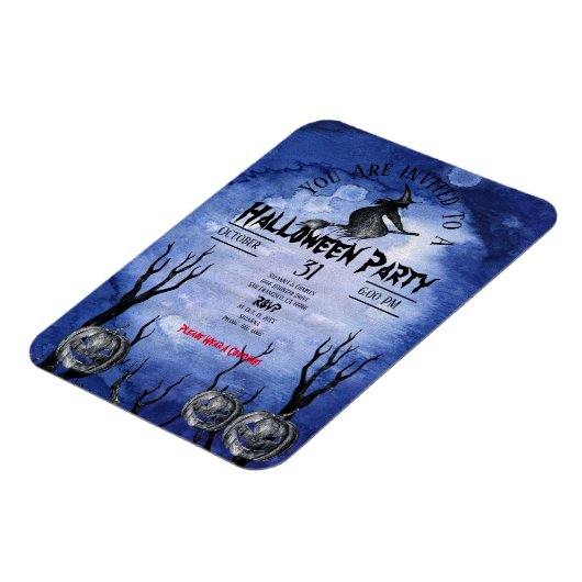 Spooky Moon Witch Pumpkins Graveyard black Magneet (Linkerzijde)