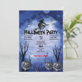 Spooky Moon Witch Pumpkins Graveyard Kaart (Staand voorkant)