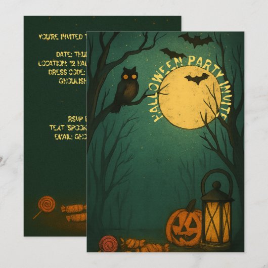 Spooky Moonlight Halloween Kaart (Voorkant / Achterkant)