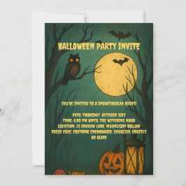 Spooky Moonlight Halloween Party Invitation Kaart