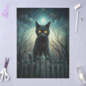 Spooky Moonlit Black Cat Halloween Decoupage Tissuepapier (Craft)